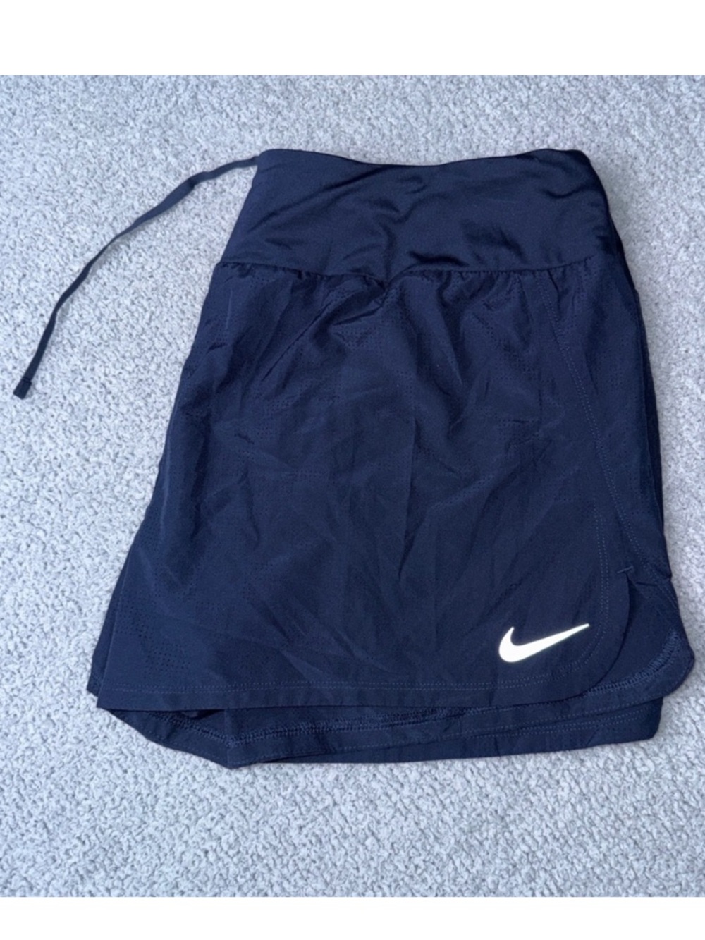 Nike Women's Navy Athletic Shorts with White Swoosh